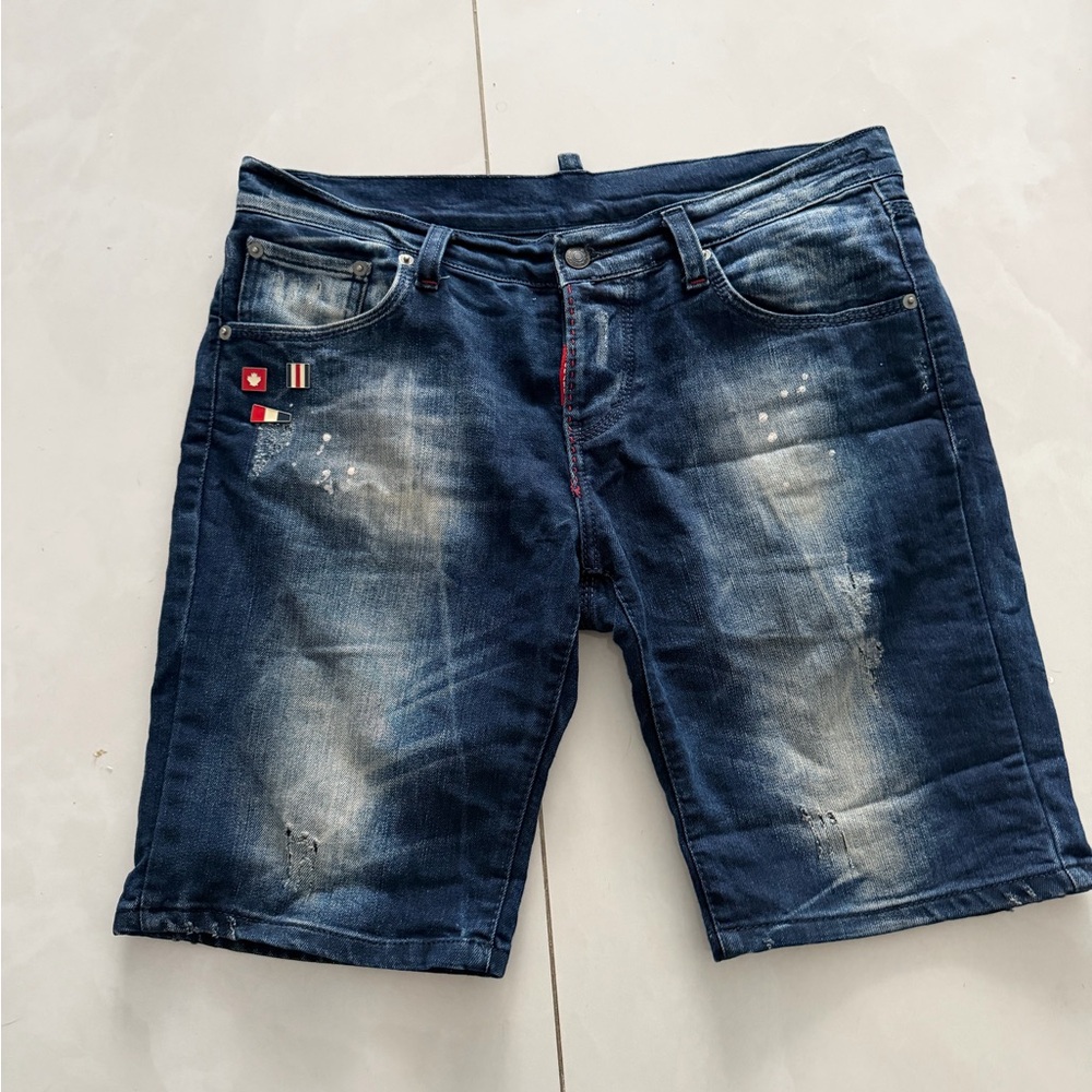 DSQUARED Distressed Blue Jean Shorts